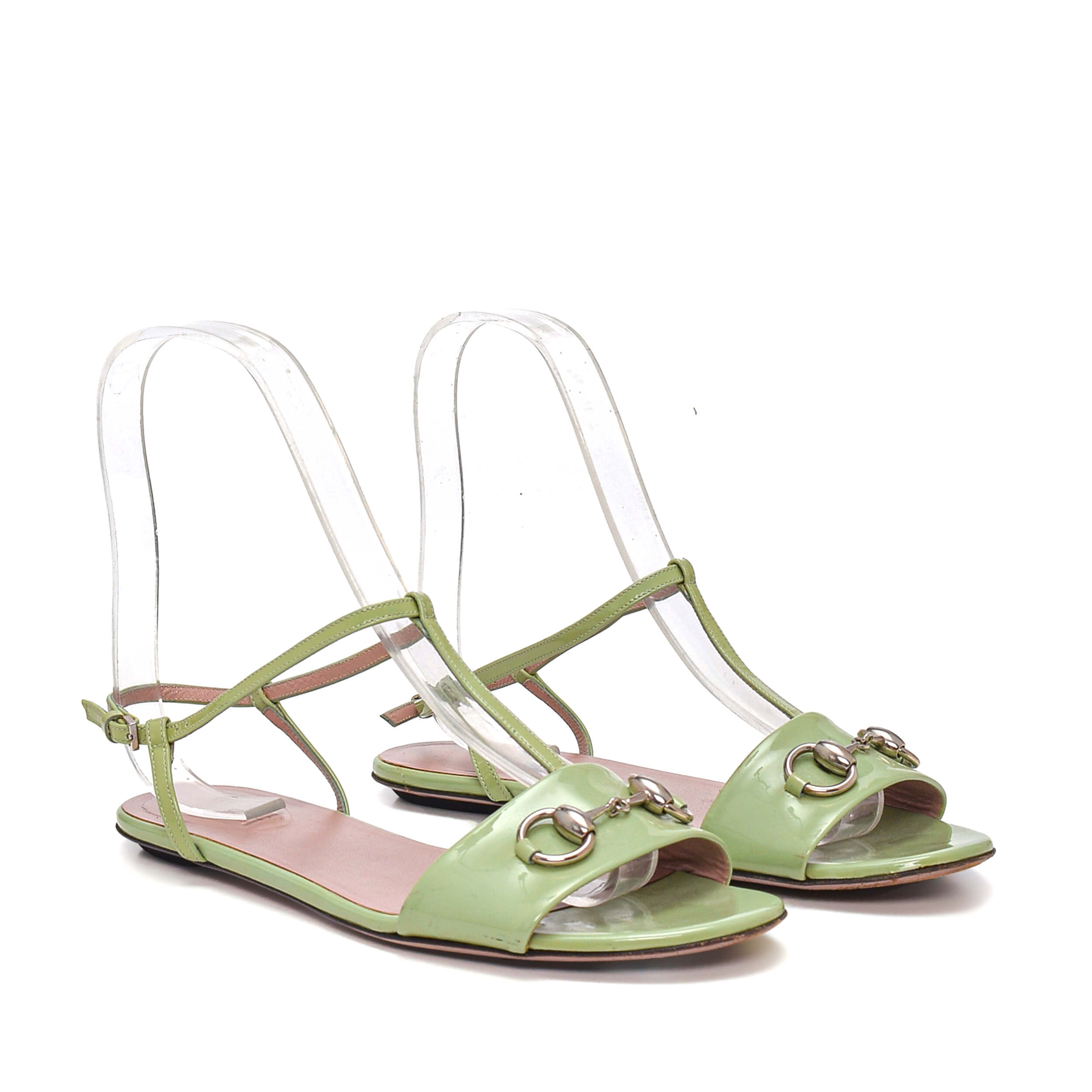 Gucci - Green Leather Horsebit Sandals